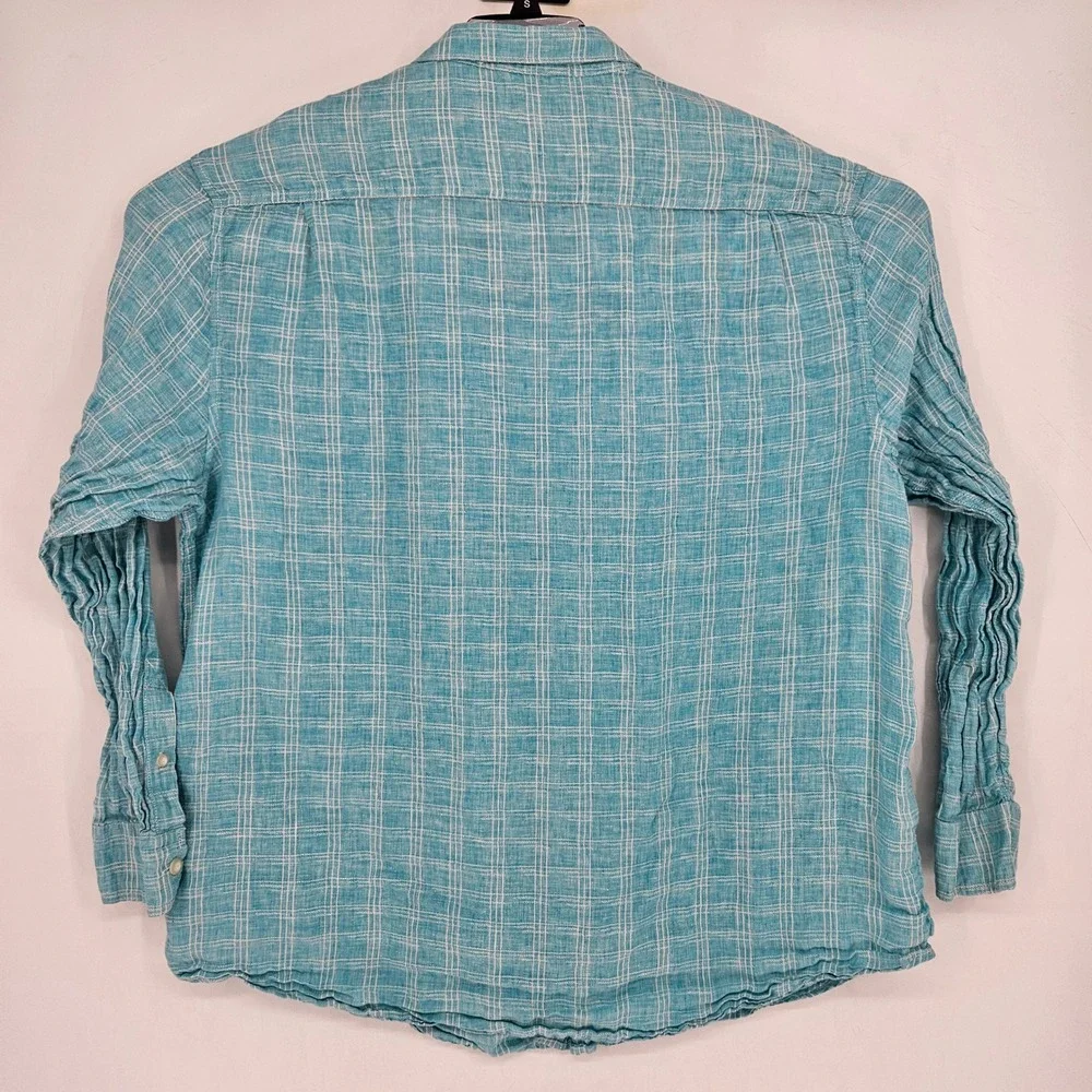 Tommy Bahama Shirt Mens XXXL Linen Long‎ Sleeve Button Up Blue White Check